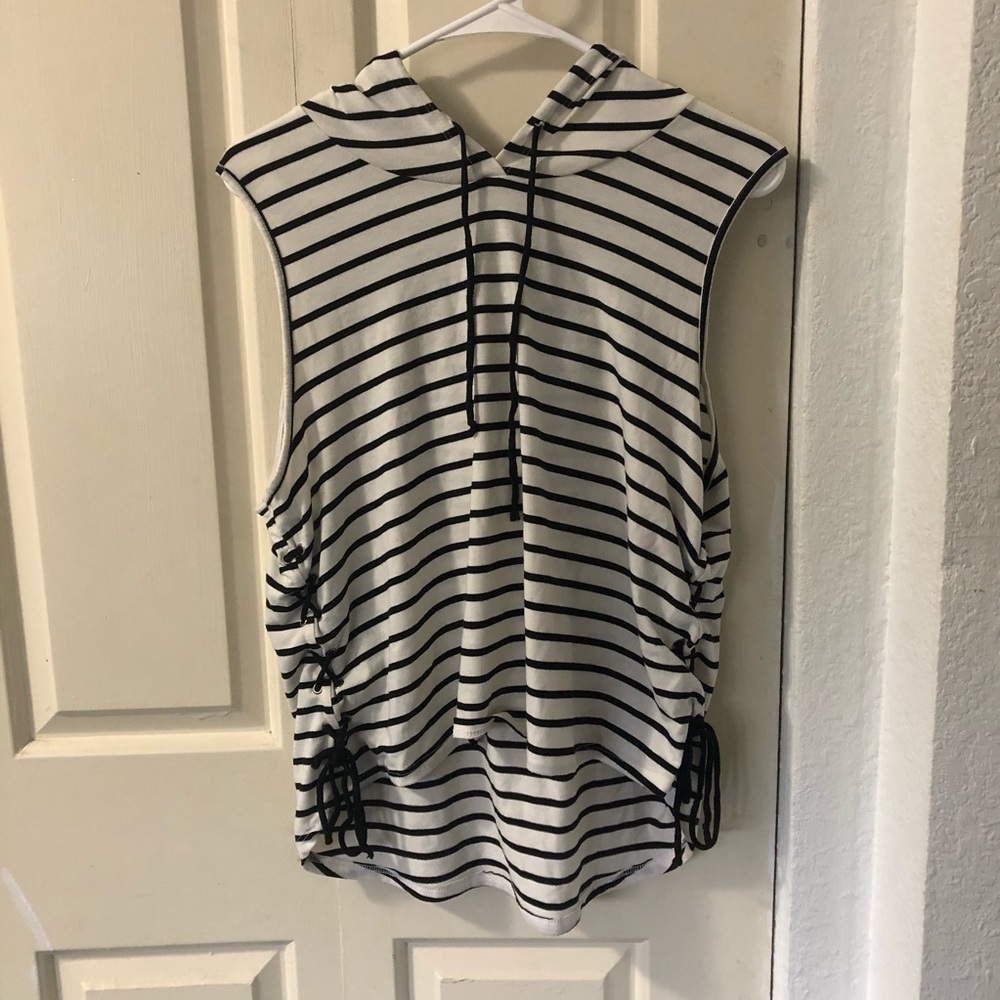 Charlotte Russe Striped Hoodie without sleeves